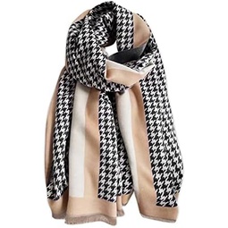 LumiSyne Winter Cashmere Scarf Shawl For Women Classic Houndstooth Pashmina Scarves With Tassel Warm Soft Long Thickened Wrap
