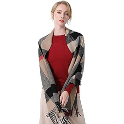 LumiSyne Winter Plaid Cashmere Scarf With Tassel For Women Men Classic Checked Scarf Oversized Soft Tartan Shawl Wrap