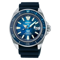 SEIKO Mens Blue Dial Black Silicone Band Prospex PADI Special Edition Automatic Analog Watch