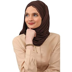 Aishas Design Hijab Scarves for Women Muslim, 95% Cotton Turban Head Wrap Shawl, Lace Detailed