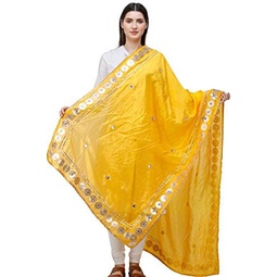 Exotic India Dupatta from Amritsar Embellished with Patch Border