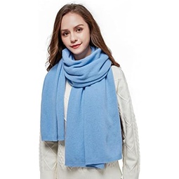 RIONA Womens 100 Australian Merino Wool Cold Weather Scarf Knitted Soft Warm Solid Color Neckwear Wrap Shawl