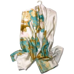 Shanlin Silk Feel Long Floral Satin Scarves for Women in Gift Box