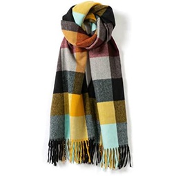 Villand Womens Wool Scarf - Cashmere Feel Winter Checked Scarves for Women, Large Soft Thick Shawls and Wraps with Gift Box