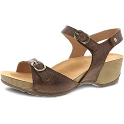 Dansko Tricia Wedge Sandal for Women  Cushioned, Contoured Footbed for All-Day Comfort and Support  Adjustable Hook & Loop Straps with Buckle Detail  Lightweight Rubber Outsole