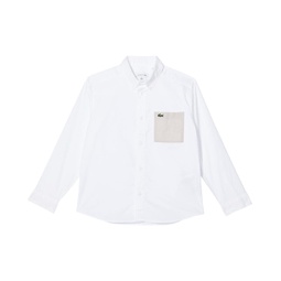 Lacoste Kids Long Sleeve Two-Toned Oxford with Color-Blocked Pocket (Little Kids/Big Kids)