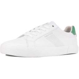Nautica Mens Colpa Casual Lace-Up Shoe,Classic Low Top Loafer, Fashion Sneaker-White Green Size-9.5