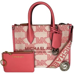 Michael Kors Mirella Small Shopper Top Zip Bag bundled SM TZ Coinpouch Purse Hook (Tea Rose MK)