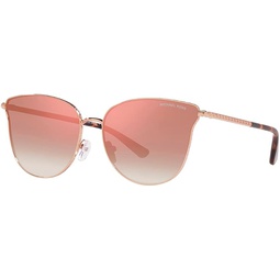 Michael Kors MK 1120 11086F Rose Gold Metal Cat-Eye Sunglasses Rose Mirror Lens