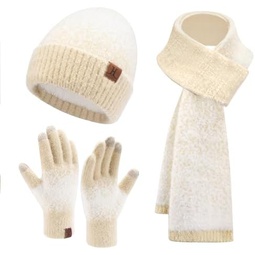 FZ FANTASTIC ZONE Womens Winter Knit 비니 Hats and Touchscreen Gloves Long 스카프 Set Warm Fleece Skull Caps Gifts for Women