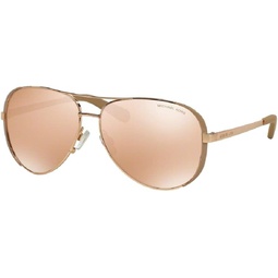 Michael Kors MK5004 Chelsea Aviator Sunglasses Rose Gold w/Gold Mirror (1017/R1) MK 5004 1017R1 59mm Authentic