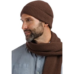 Fishers Finery Mens 100% Cashmere Ribbed Knit Hat and Scarf Set; Gift Box