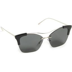 Prada PR 21US KUI5S0 Black/Gold Plastic Cat-Eye Sunglasses Grey Lens