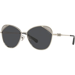 COACH Woman Sunglasses Light Gold Frame, Dark Grey Lenses, 59MM