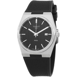 Tissot Mens PRX 316L Stainless Steel case Quartz Watches, Black, Rubber, 12 (T1374101705100)