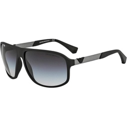 Emporio Armani Mens EA4029 Square Sunglasses, Rubber Black/Gradient Grey, 64 mm