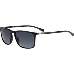 BOSS by Hugo Boss Mens Boss 0665/S/It Rectangular Sunglasses, Black/Gray Shaded, 57mm, 16mm