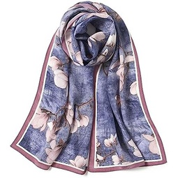 SHIROUYU 100% Mulberry Silk Long Scarf for Women Large Sunscreen Shawls Wraps Headscarf and Neck- Hair Wraps with Gift Packed