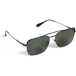 Prada PR 53VS 1AB1I0 Black Metal Oval Sunglasses Green Lens