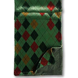 JJ Collection Print Silk Velvet Scarf, Pure Silk Lining, Size 60 L x 10 W, Cute Argyle Pattern