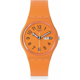 Swatch Unisex Casual Orange Watch Stainless Steel Quartz Trendy Lines in Sienna