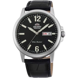 Orient RA-AA0C04B Mens Commuter Leather Band Black Dial Day Date Automatic Watch