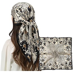 RIIQIICHY 100% Silk Scarf Head Scarf for Women Hair Scarf for Sleeping Hair Wrapping at Night Square Neck Scarves