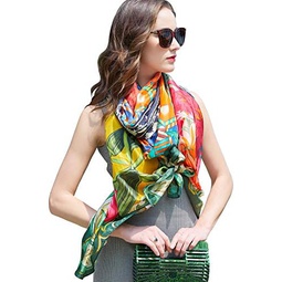 DANA XU 100% Mulberry Extra Large Silk Pashmina Scarf Shawls And Wraps For Women Evening Dress Summer Travel Floral Blanket
