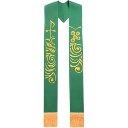 BLESSUME Green Stole Chasuble Clergy Pastor Embroidery Stole