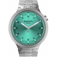 Swatch Unisex Dress Turquoise Stainless Steel Quartz Big Bold Aqua Shimmer