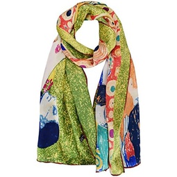 Elegna Women 100% Silk Art Collection Scarves Long Shawl Hand Rolled Edge