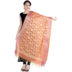 Chandrakala Womens Cotton Silk Zari Work Banarasi Dupatta(D111)