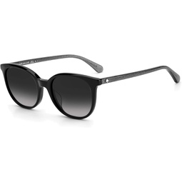 Kate Spade New York Womens Andria/S Round Sunglasses, Black/Gray Shaded, 51mm, 18mm