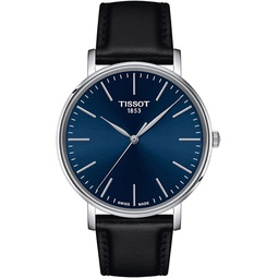 Tissot Mens Everytime Gent 316L Stainless Steel case Quartz Watch, Black, Leather, 20 (T1434101604100)