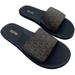 Michael Kors Wade Slide Sandals,Mini Mk,PVC, Brown (numeric_7)