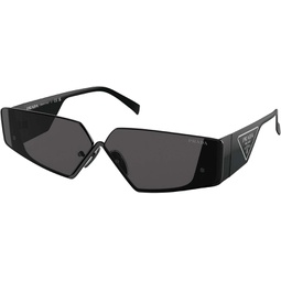 Prada PR 58ZS 1AB06L Black Metal Fashion Sunglasses Grey Lens