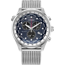 Citizen Mens Sport Luxury Eco-Drive Chronograph Watch, 12/24 Hour Time, Date, 100 Meters Water Resistant, Stainless Steel