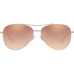 Coach HC7079 Sunglasses, Light Gold/Rose Gold Gradient Mirrored, 58 mm