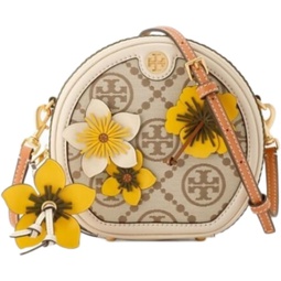 Tory Burch 88968 T Monogram Hazelnut Brown/Yellow/Cream White With Gold Hardware Womens Shoulder Bag