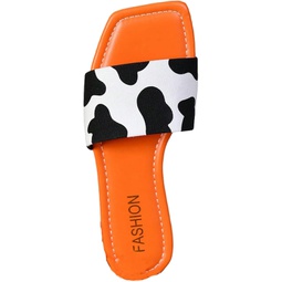 Verdusa Womens Cow Print Flat Sandal Open Toe Slides Summer Slipper