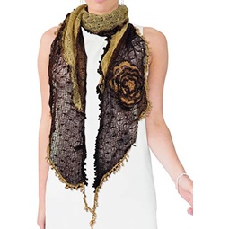 Acrylic Fashion Knitted Large Flowers Long Scarf
