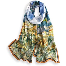 PoeticEHome 100% Mulberry Silk Long Scarf - Womens Large Oblong Sunscreen Shawl with Gift Packaging