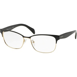 Prada PR65RV Eyeglass Frames QE31O1-55 - Black On Pale Gold PR65RV-QE31O1-55