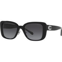 COACH Woman Sunglasses Black Frame, Grey Gradient Lenses, 54MM
