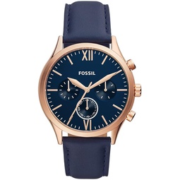 Fenmore Midsize Multifunction Navy Leather Watch