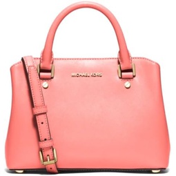 MICHAEL Michael Kors Savannah Small Satchel Leather Bag, Pink Grapefruit