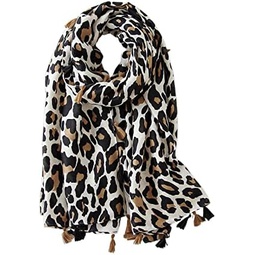 LumiSyne Womens Scarf Leopard Animal Print Classic Cotton Linen Scarves Tassels Long Warm Sunscreen Shawl Wrap All Season