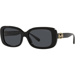 COACH Woman Sunglasses Black Frame, Dark Grey Solid Lenses, 54MM