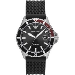 Emporio Armani Emporio Armani Three-Hand Date Black Mesh Silicone Watch (Model: AR11341)