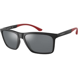 Emporio Armani Light Grey Mirror Black Rectangular Mens Sunglasses EA4170 50426G 58